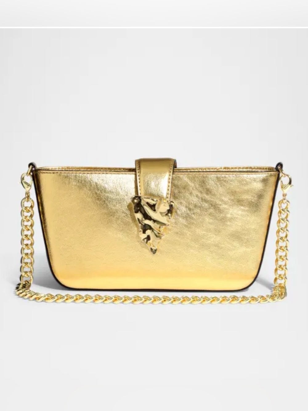 Alexis Bittar The Crumple Convertible Crossbody Bag in Gold Leather